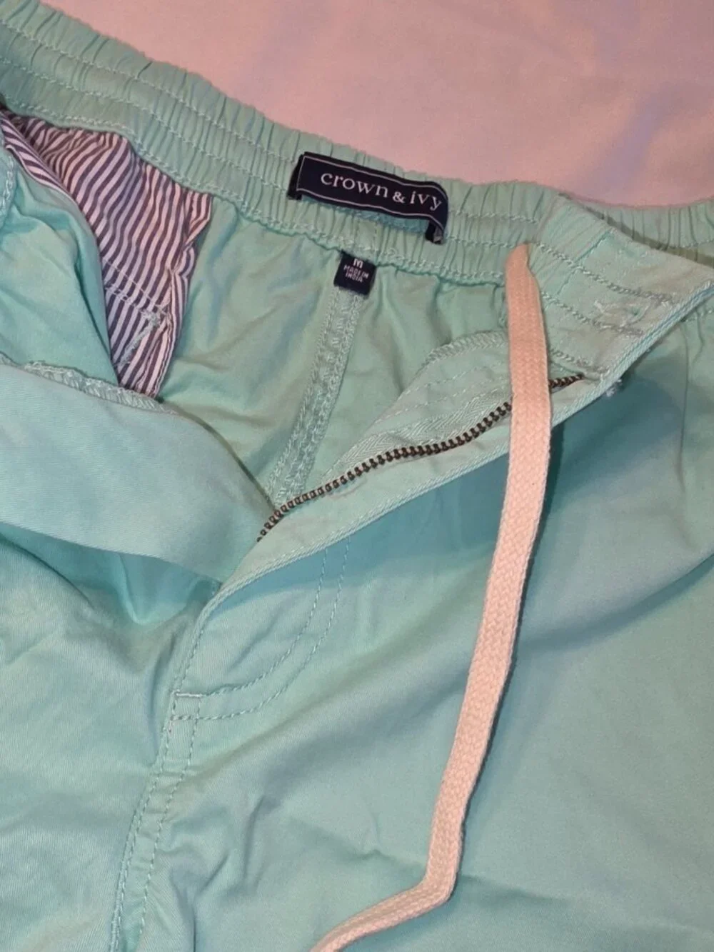 Crown and Ivy Shorts Mens Cotton Blend Preppy Tailored Breezy Casual Natural
